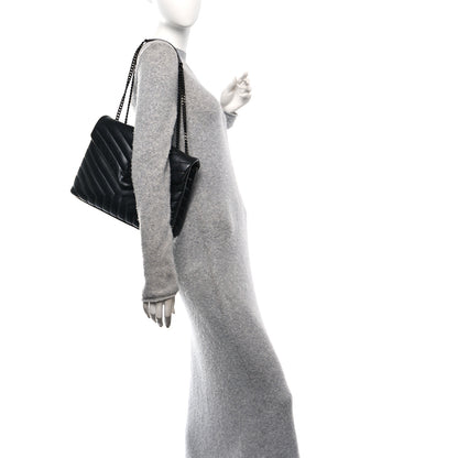 Saint Laurent Calfskin Y Quilted Monogram Monochrome Medium Loulou Chain Satchel Black 2 of 10