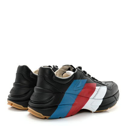 Gucci Calfskin Web Printed Mens Rhyton Sneakers 7 Black 4 of 11