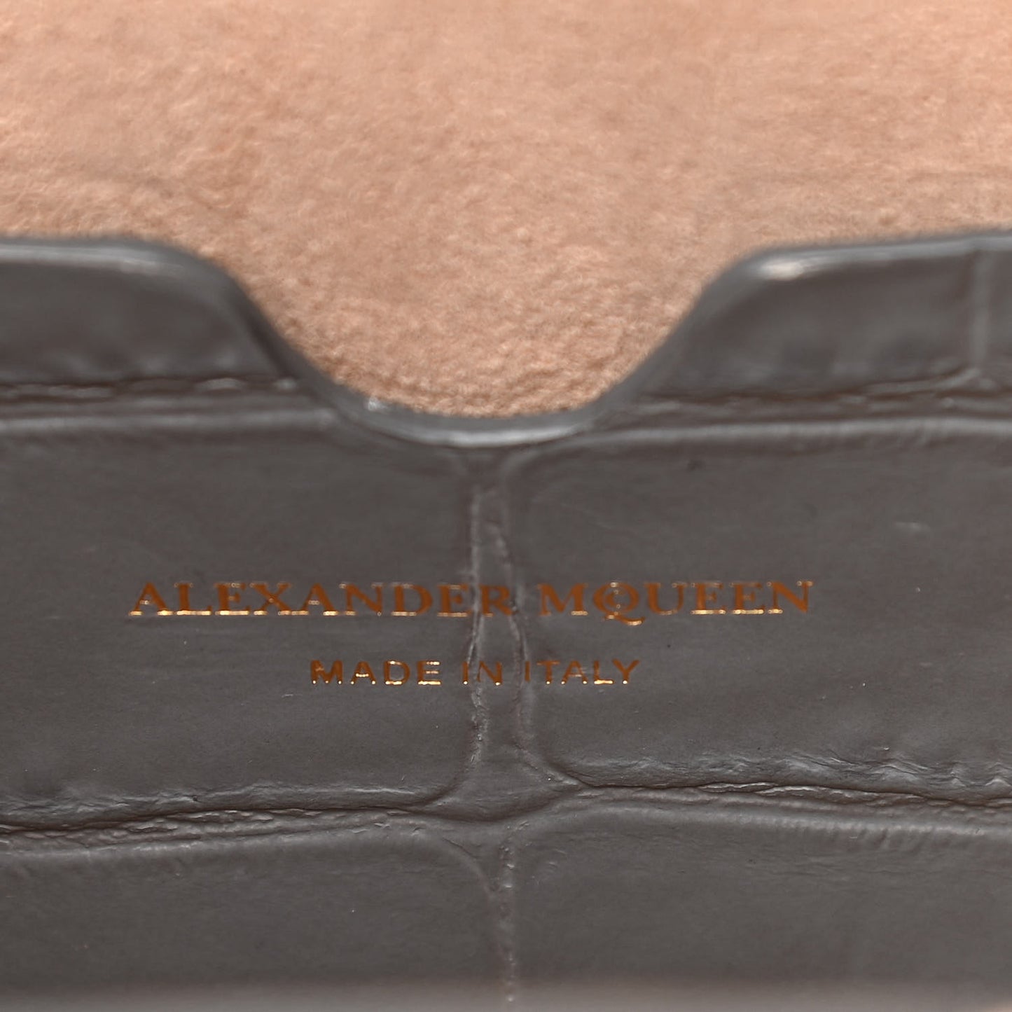 Calfskin Crocodile Embossed Box Shoulder Bag 16 Grey