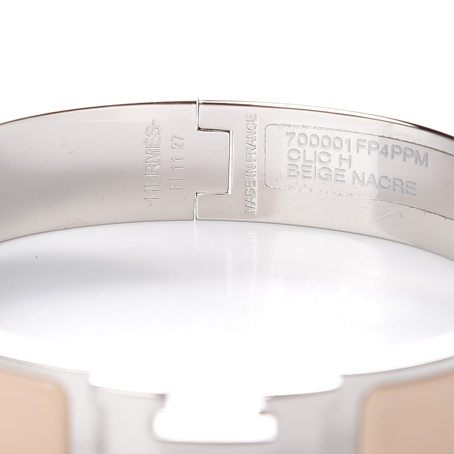Narrow Enamel Clic Clac H Bracelet PM Beige Nacre