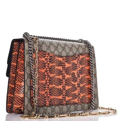 Gucci GG Supreme Monogram Snakeskin Elton Embroidered Medium Dionysus Shoulder Bag Beige Orange 4 of 8