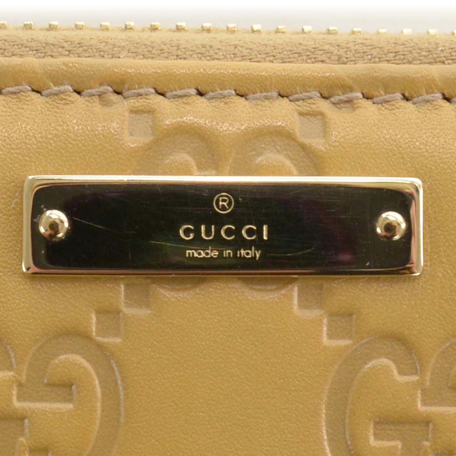Gucci Guccissima Metal Bar Zip Around Wallet Tan 5 of 9