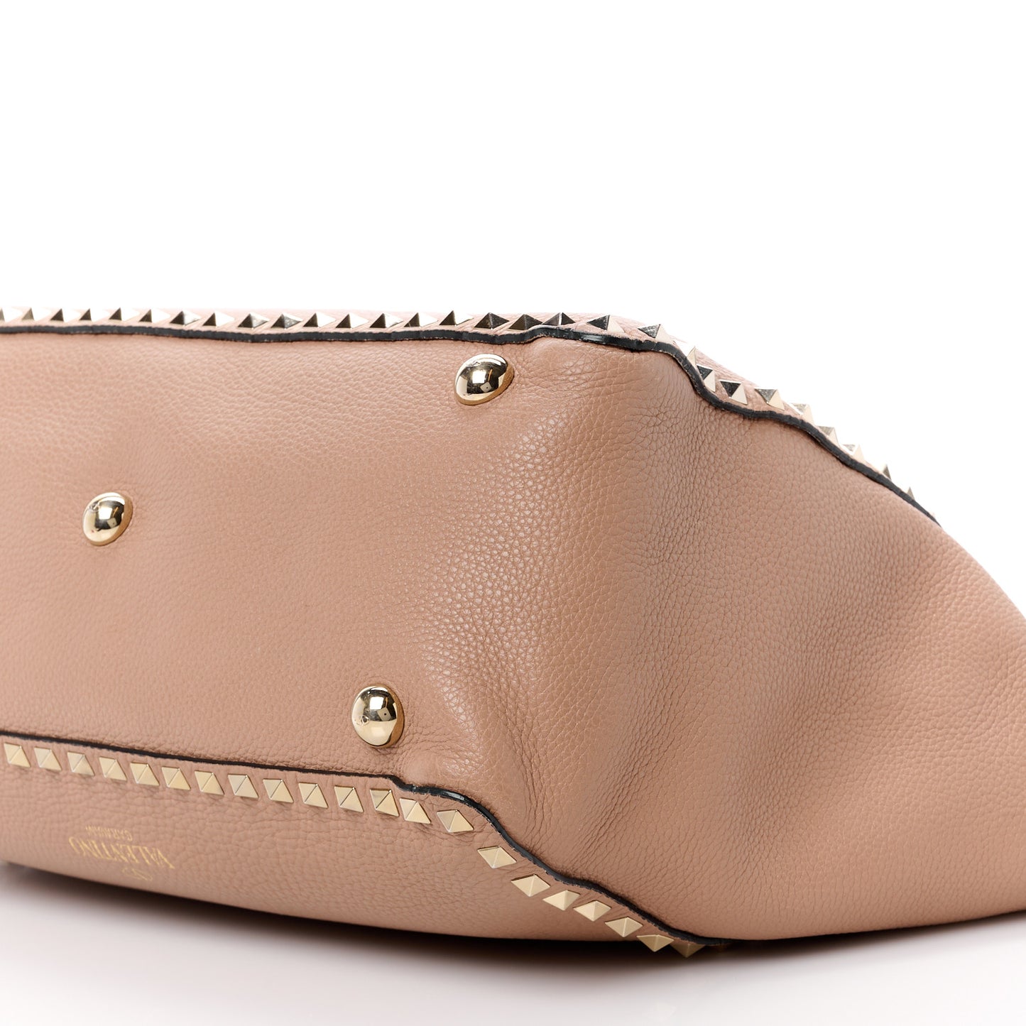 Pebbled Calfskin Medium Rockstud Tote Skin Sorbet