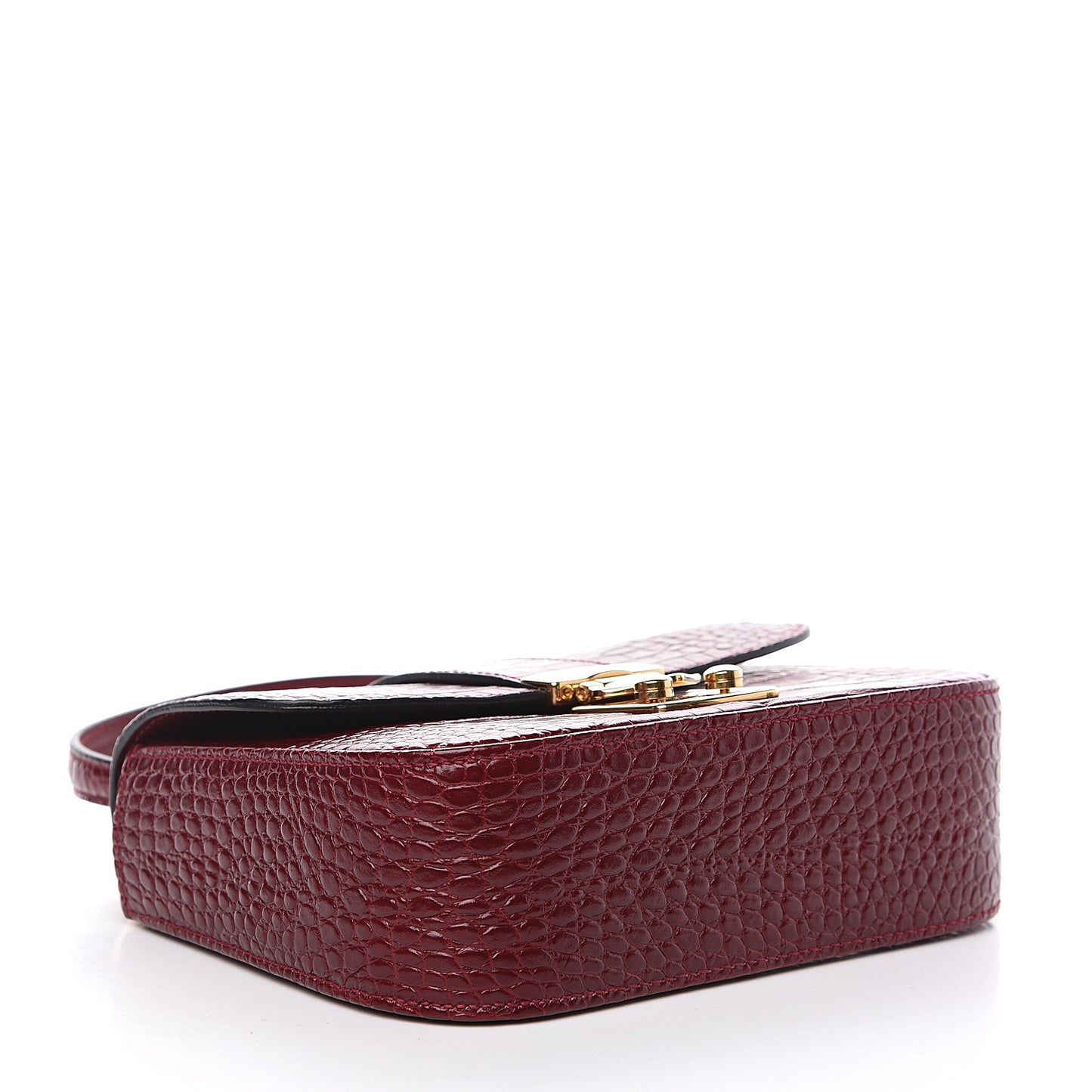 Crocodile Print Calfskin Top Handle Bag Rubino
