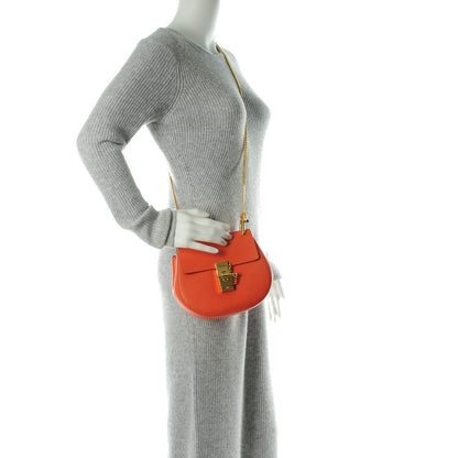 Chloe Grained Lambskin Mini Drew Shoulder Bag Foxy Orange 2 of 7