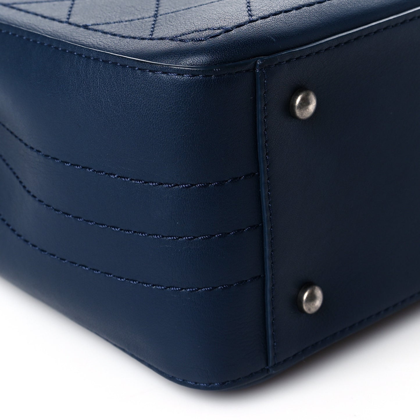 Bullskin Stitched Large Bi-Color Shopping Tote Blue