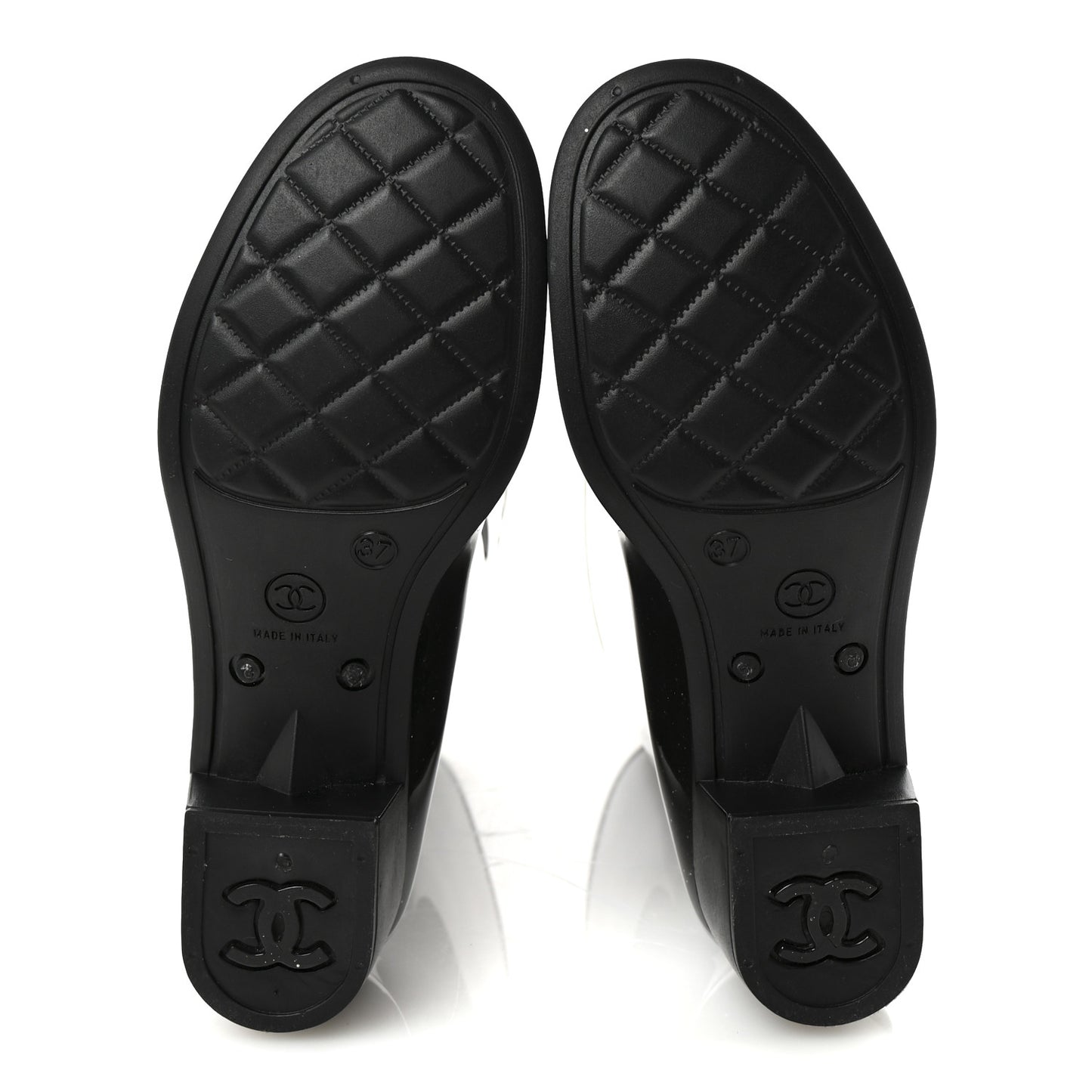 Rubber Glitter Camellia Rain Boots 37 Black