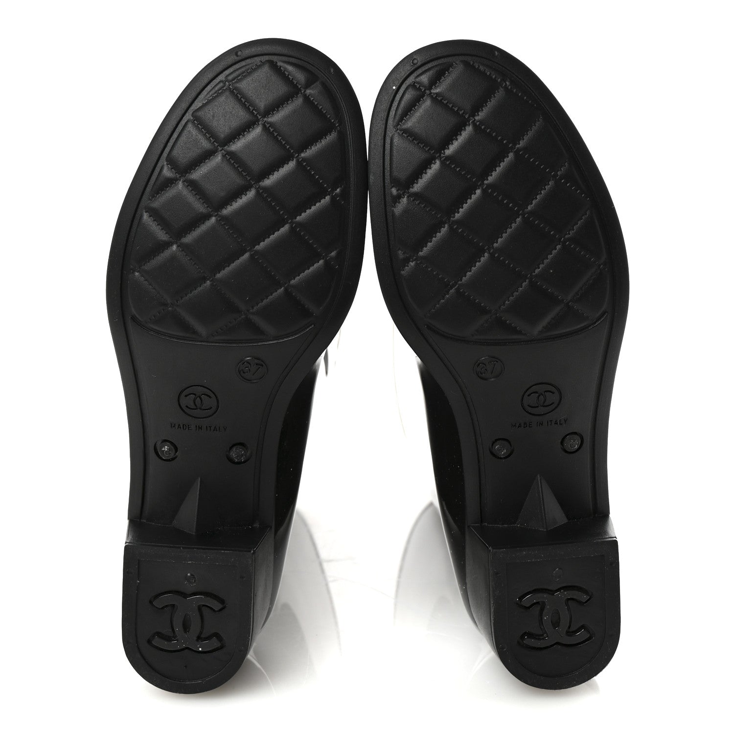 Chanel Rubber Glitter Camellia Rain Boots 37 Black 6 of 8