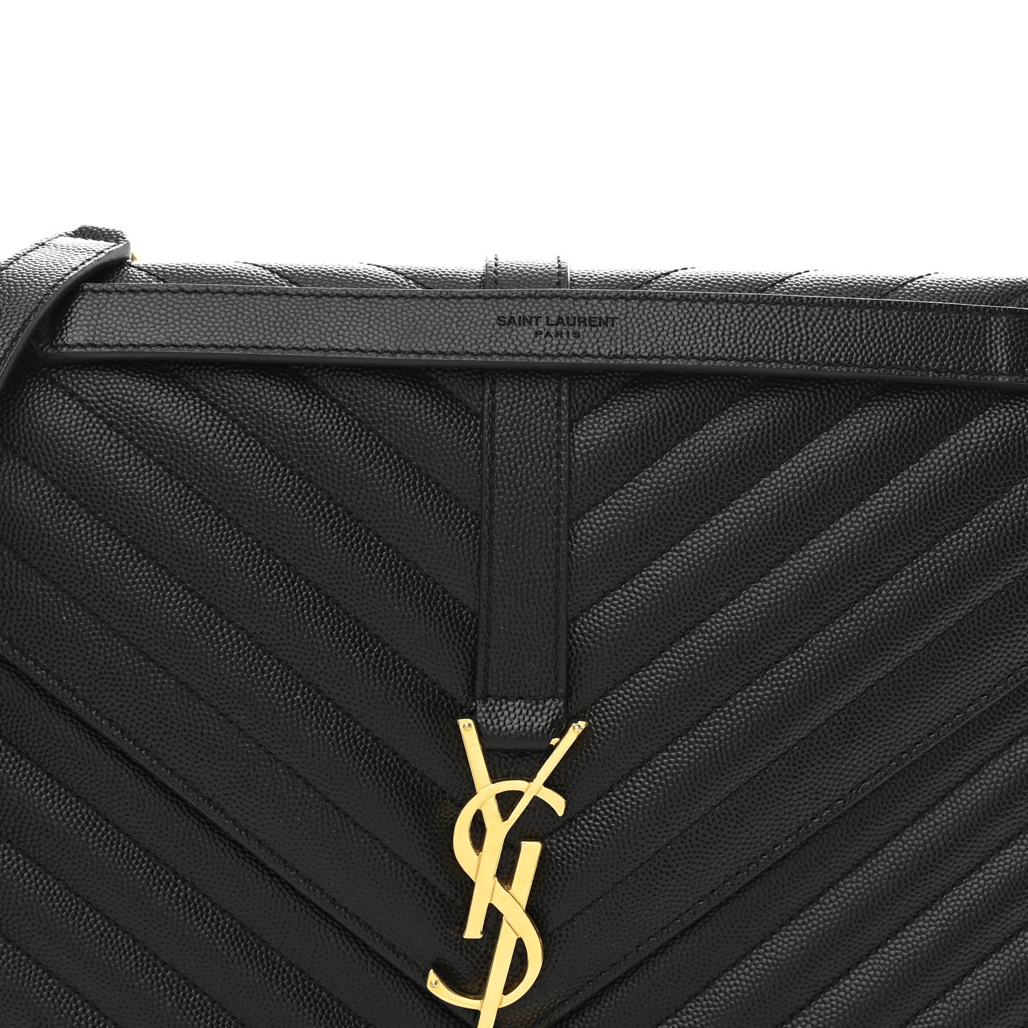 Saint Laurent Grain De Poudre Matelasse Chevron Large Monogram Satchel  Black 8 of 10