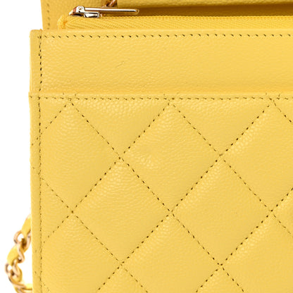 Chanel Caviar Quilted Wallet on Chain WOC Yellow 12 of 13