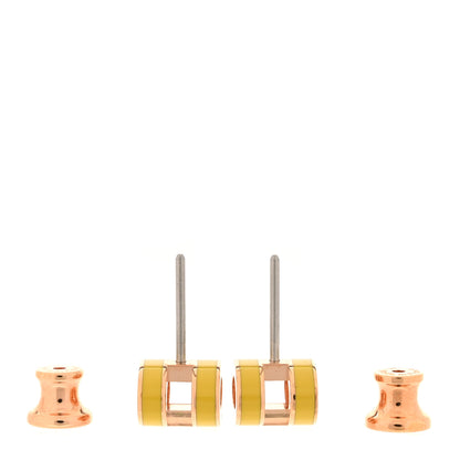 Hermes Rose Gold Lacquered Mini Pop H Earrings New Jaune De Naples 3 of 6