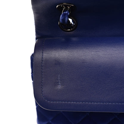 Chanel Velvet Quilted Medium Double Flap Navy Blue 12 of 14