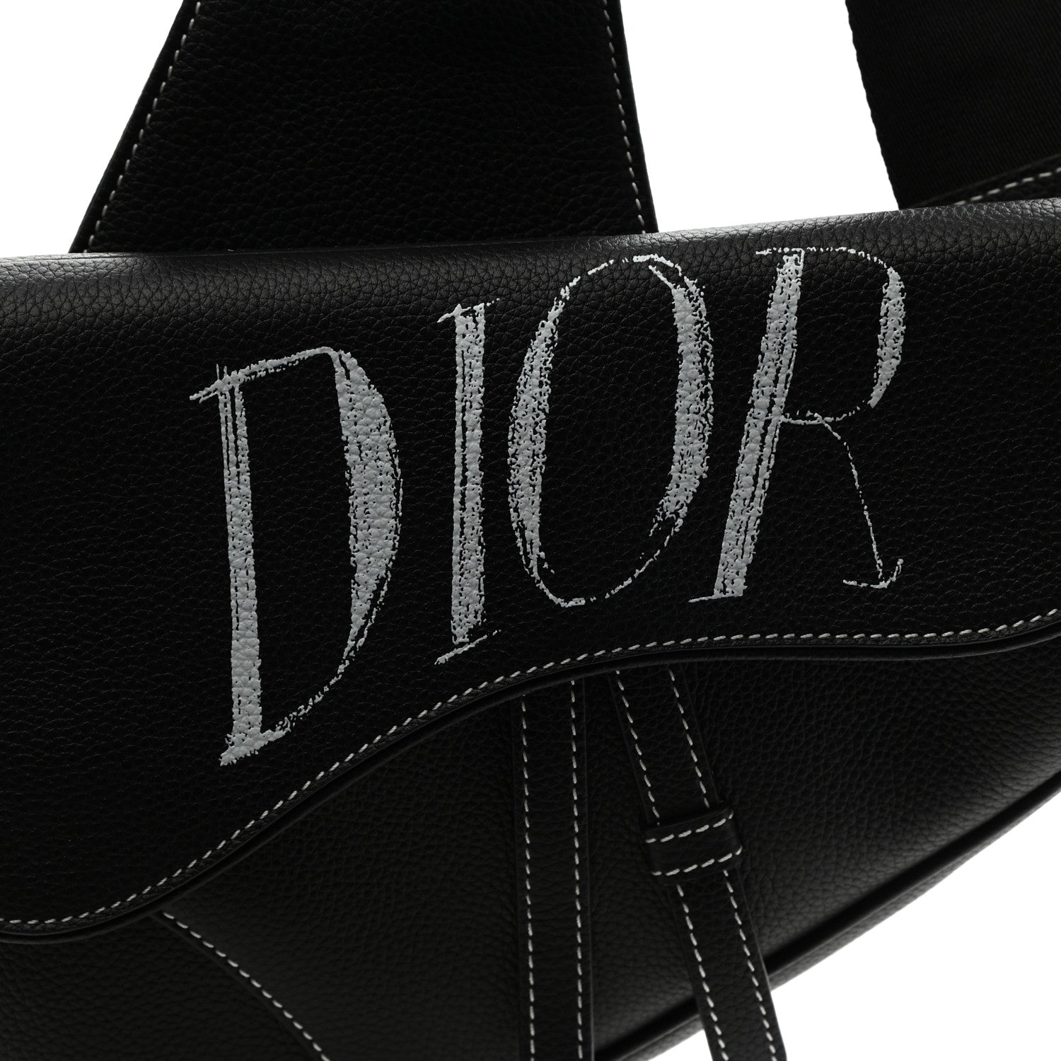 Christian Dior Alex Foxton Grained Calfskin Logo Saddle Messenger Bag Black 8 of 10