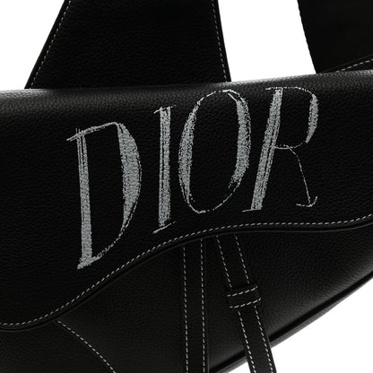 Christian Dior Alex Foxton Grained Calfskin Logo Saddle Messenger Bag Black 8 of 10