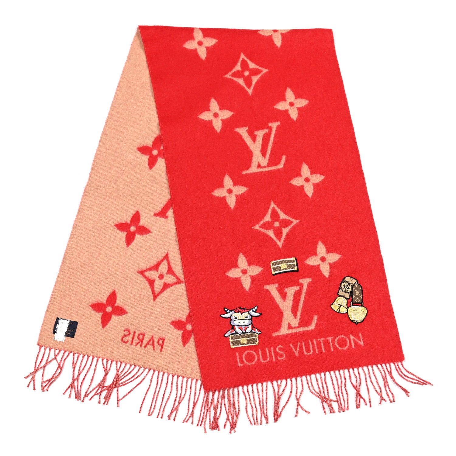Louis Vuitton Cashmere Monogram Rodeo Reykjavik Scarf Red 2 of 4