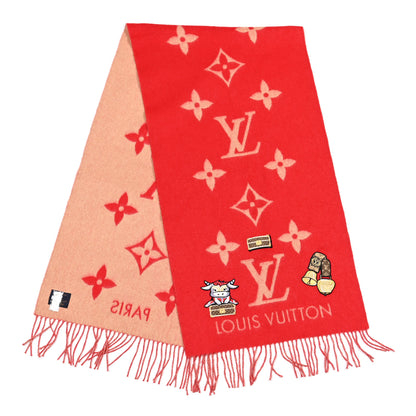 Louis Vuitton Cashmere Monogram Rodeo Reykjavik Scarf Red 2 of 4