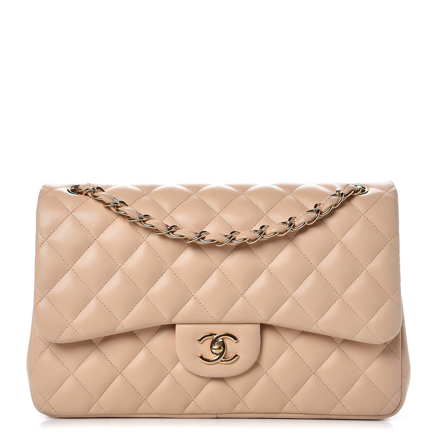 Chanel Lambskin Quilted Jumbo Double Flap Beige Clair 1 of 15