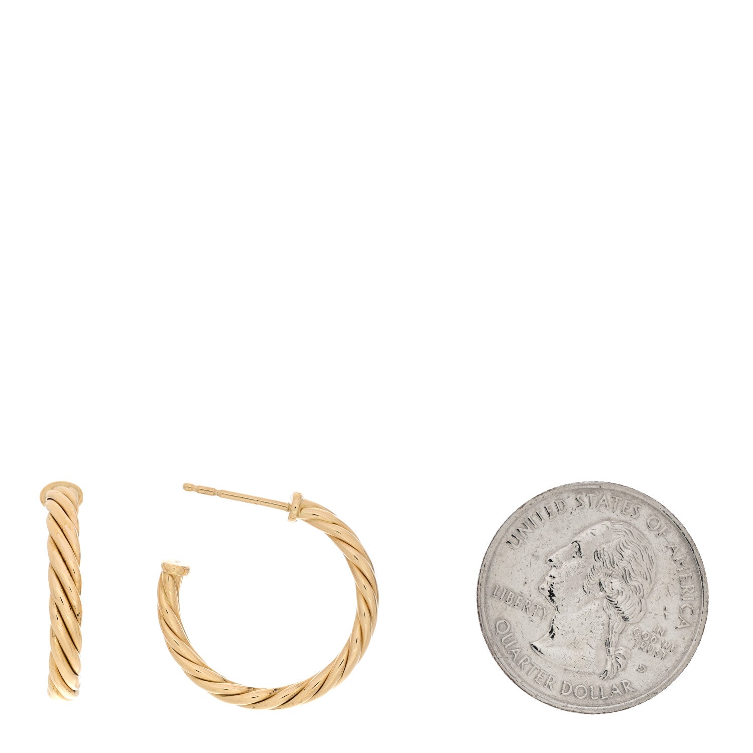 David Yurman 18K Yellow Gold Mini Cablespira Hoop Earrings 2 of 5