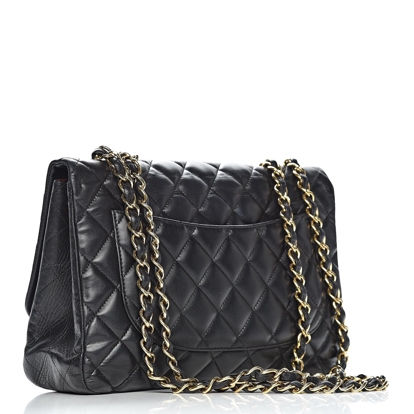 Lambskin Quilted Jumbo Single Flap Black