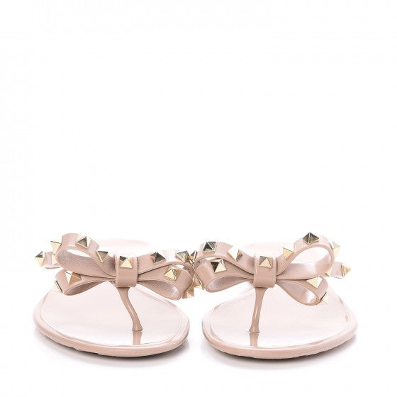 Valentino Garavani PVC Jelly Rockstud Bow Thong Sandals 38 Poudre 2 of 10