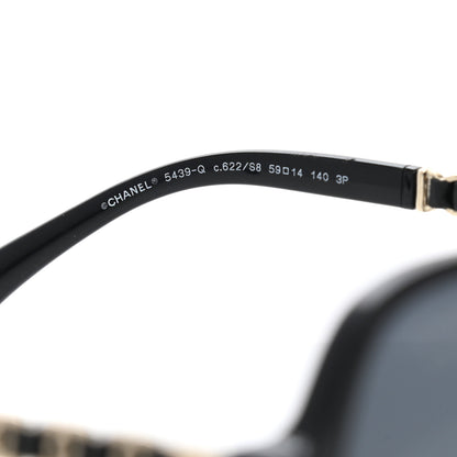 Chanel Metal Calfskin Polarized CC Chain Polarized Pilot Sunglasses 5439-Q Black 5 of 8