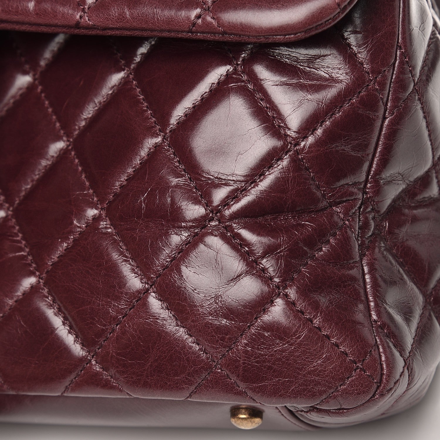 Chanel Glazed Calfskin Castle Rock Large Flap Burgundy 9 of 15