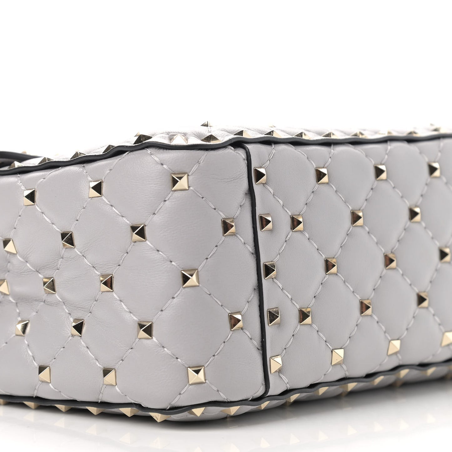 Nappa Large Rockstud Spike Shoulder Bag Pastel Grey