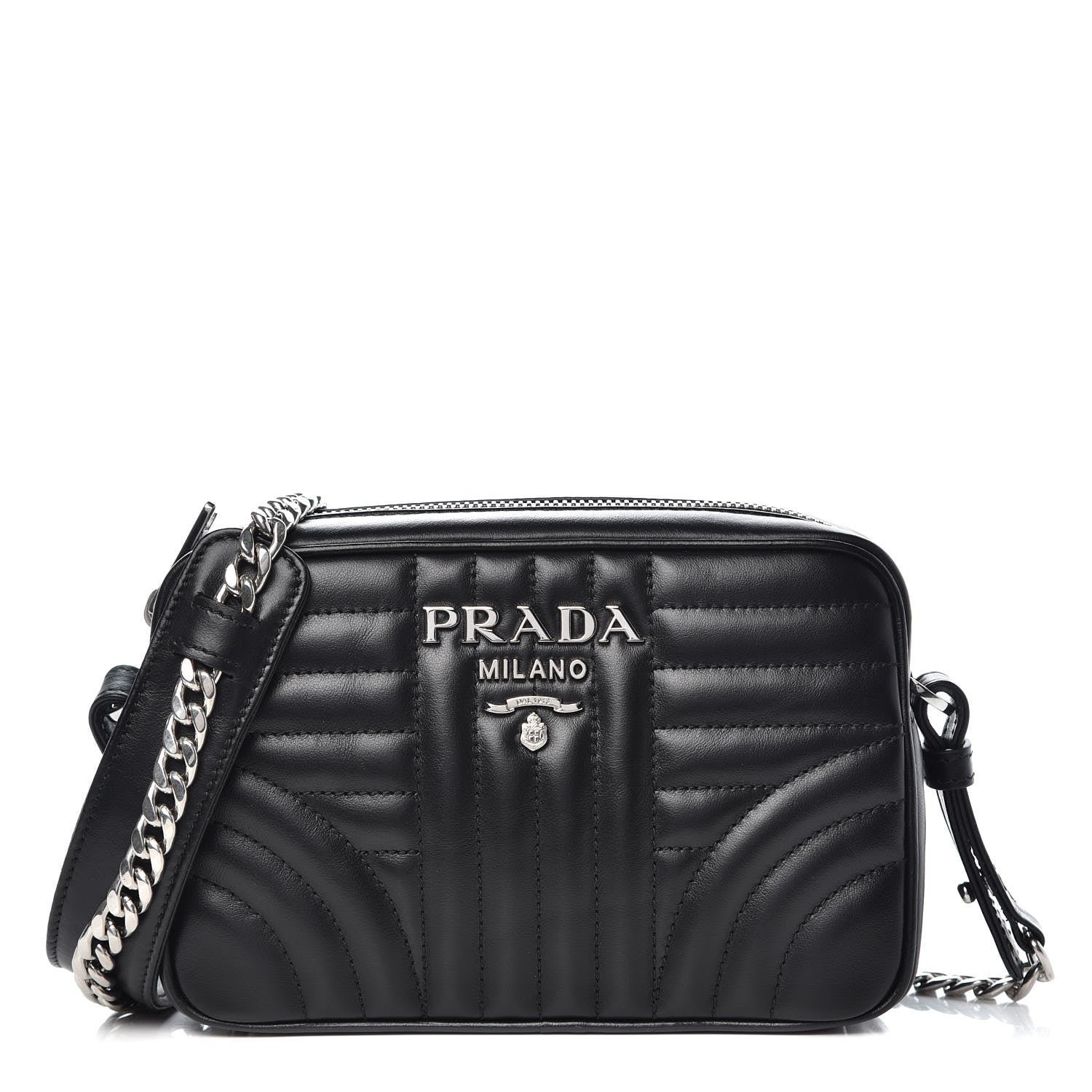 Prada Soft Calfskin Diagramme Crossbody Bag Black 1 of 6