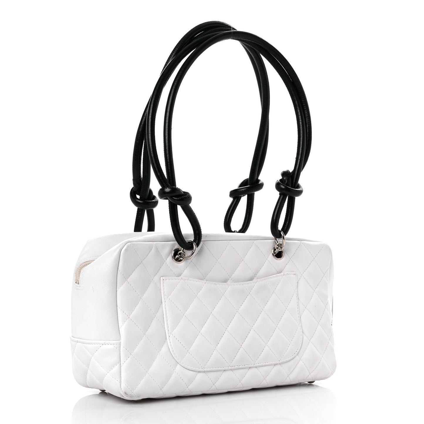 Calfskin Quilted Large Cambon Bowler White Black