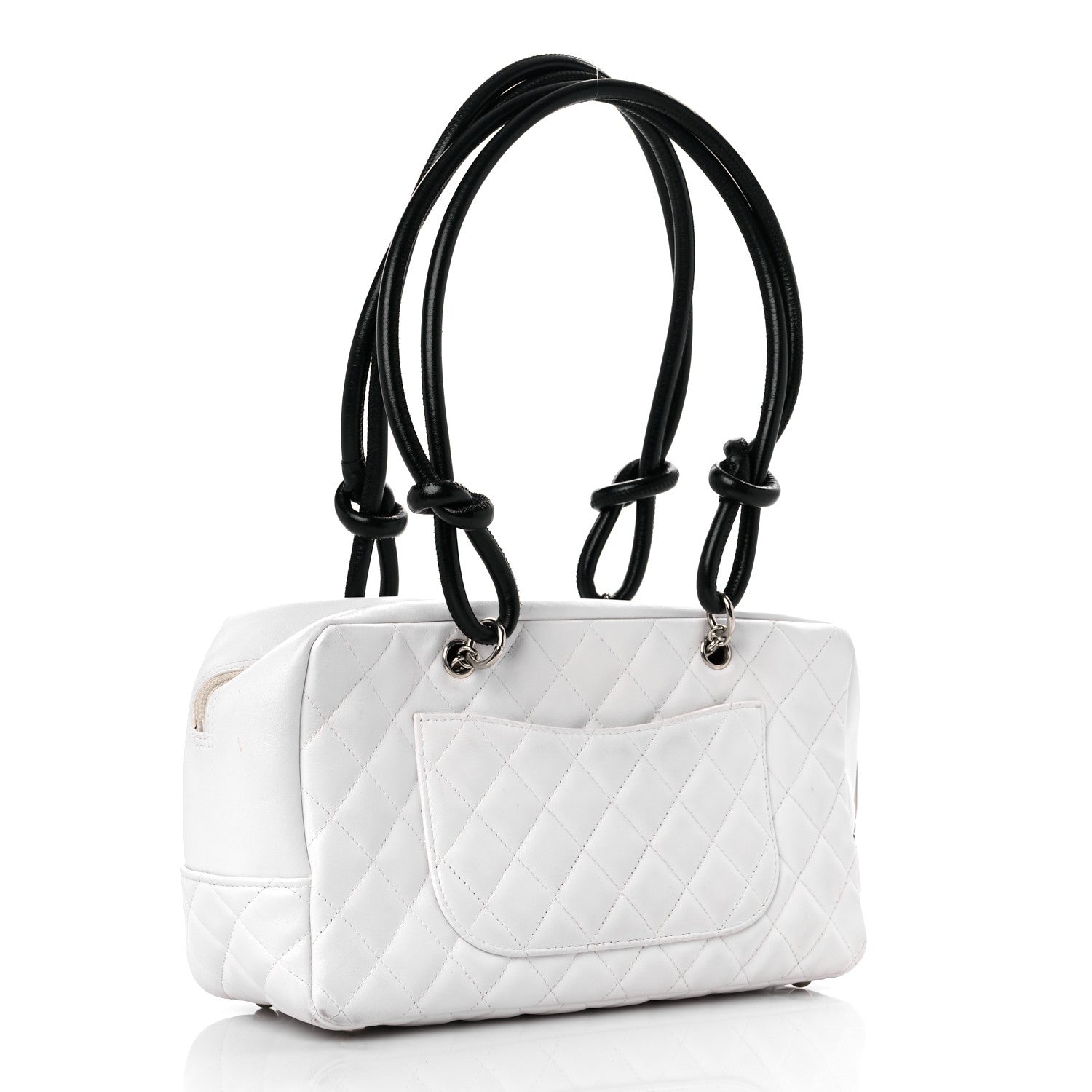 Chanel Calfskin Quilted Large Cambon Bowler White Black 2 of 18