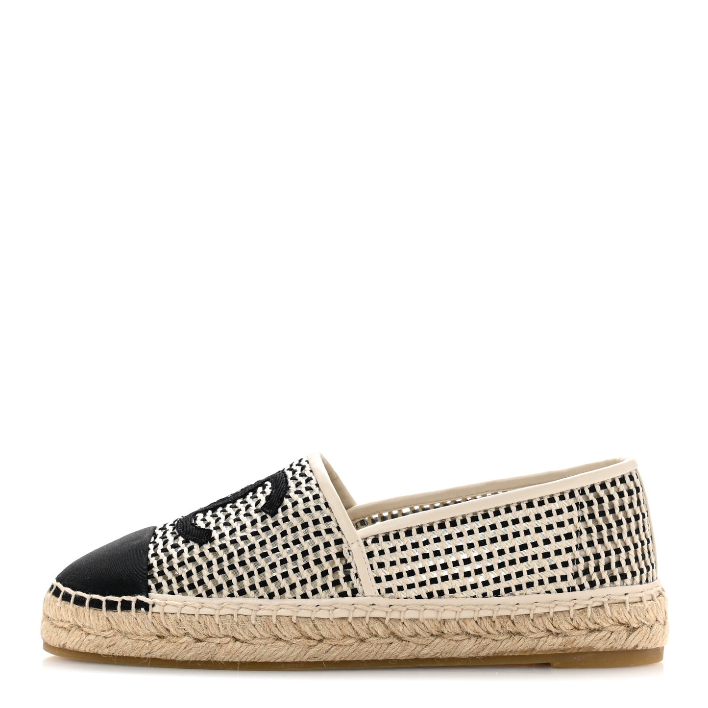 Mesh Grosgrain CC Espadrilles 39 Beige Black