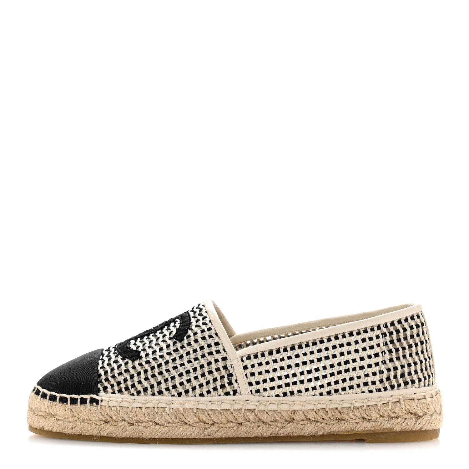 Chanel Mesh Grosgrain CC Espadrilles 39 Beige Black 1 of 9