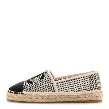 Chanel Mesh Grosgrain CC Espadrilles 39 Beige Black 1 of 9