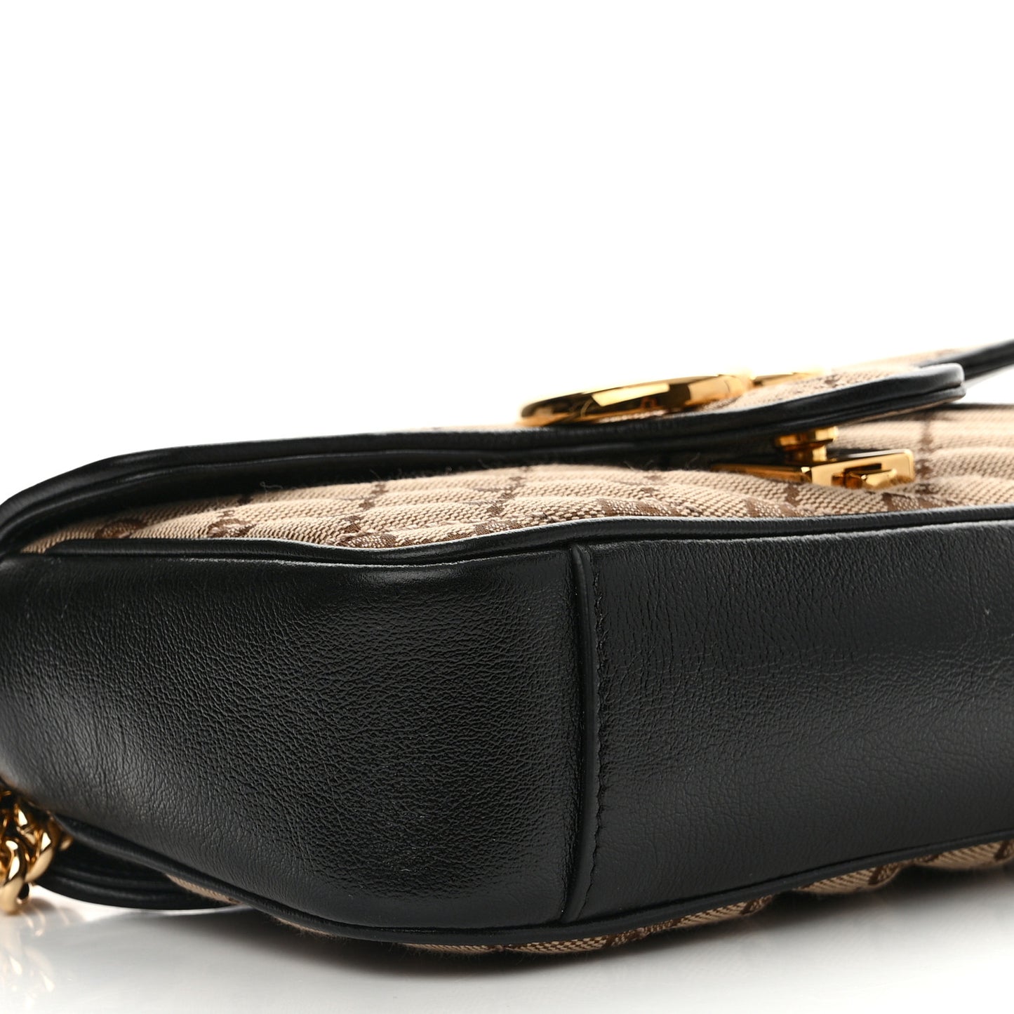 Monogram Matelasse Diagonal Mini GG Marmont Shoulder Bag Beige Black