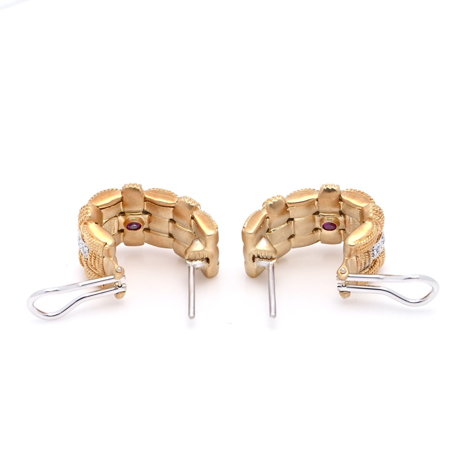 Roberto Coin 18K Yellow White Gold Diamond Appassionata Earrings 4 of 5