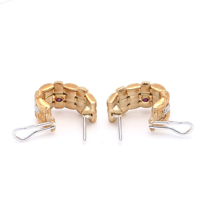 Roberto Coin 18K Yellow White Gold Diamond Appassionata Earrings 4 of 5