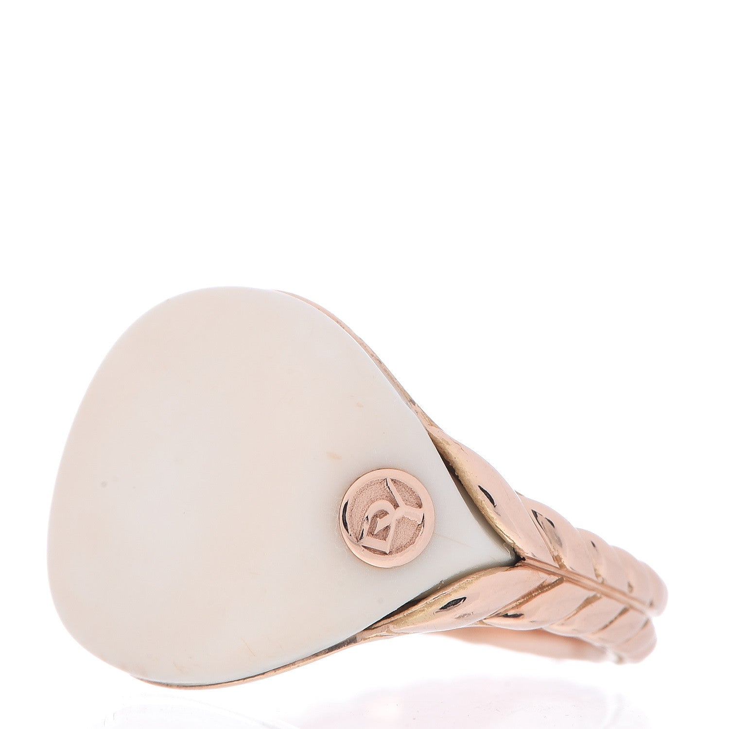 David Yurman 18K Rose Gold White Agate Signet Ring 47 4 3 of 5