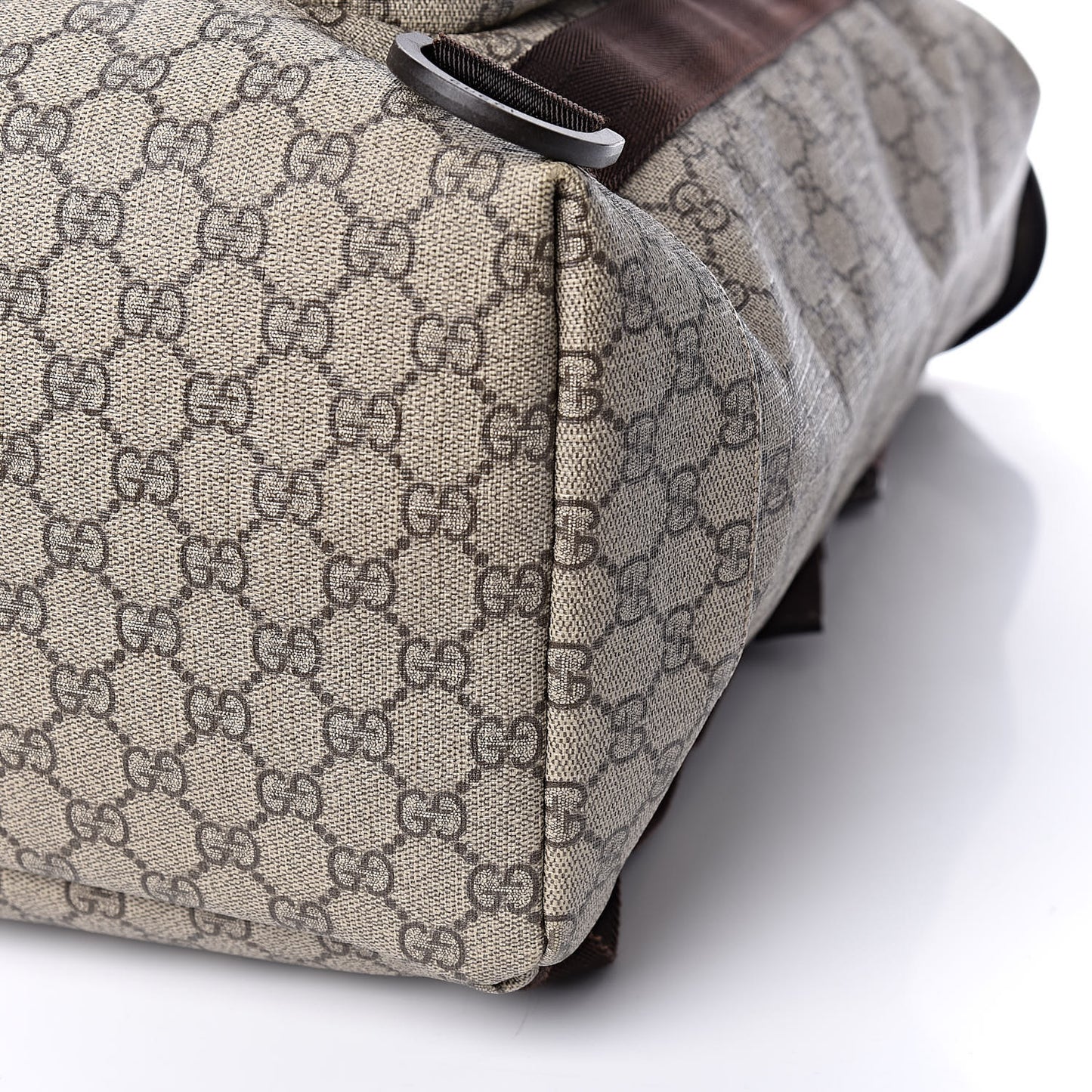 GG Supreme Monogram Large Interlocking G Double Buckle Backpack Dark Brown