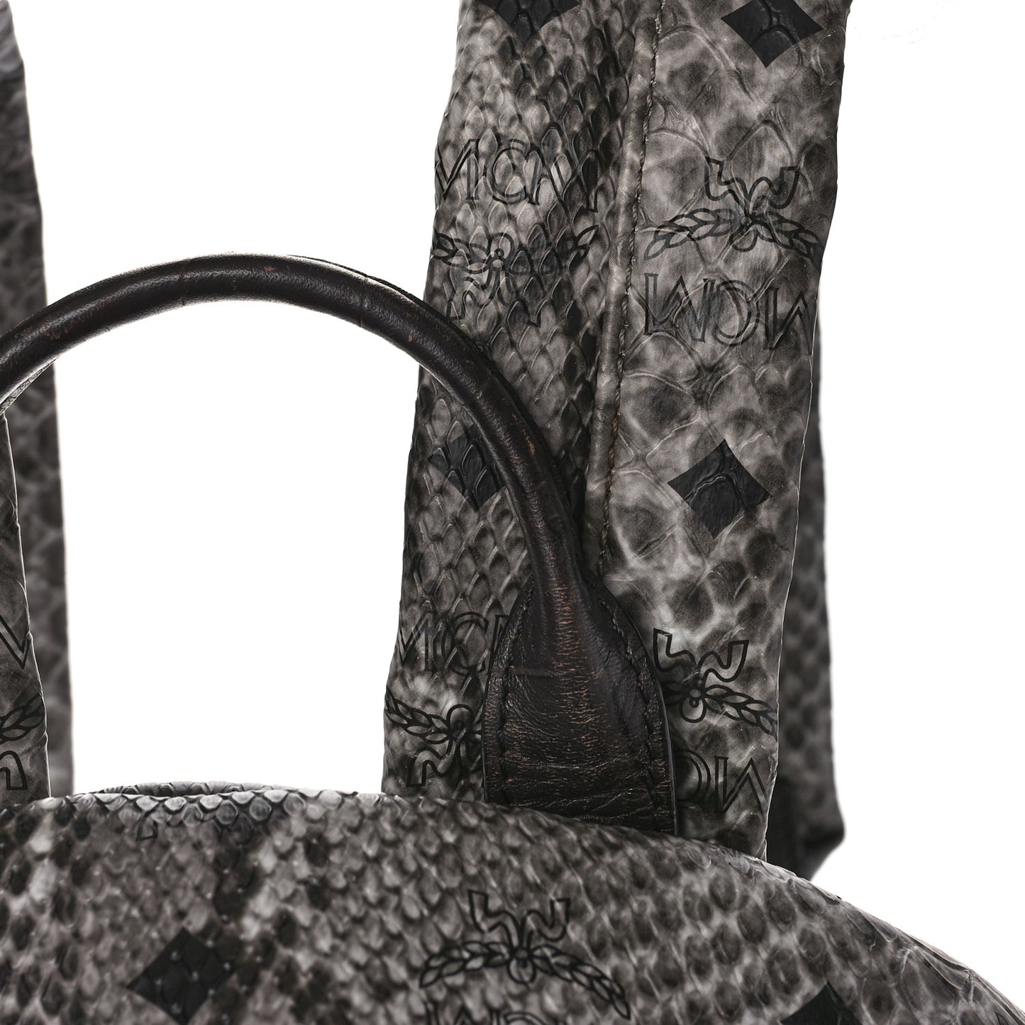 Snakeskin Medium Studded Backpack Black Multicolor