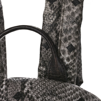 MCM Snakeskin Medium Studded Backpack Black Multicolor 13 of 15