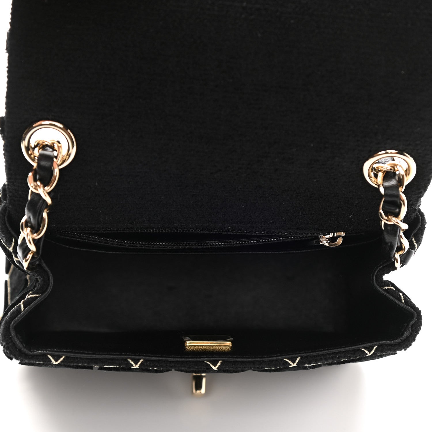 Chanel Velvet Tweed Quilted Mini Square Flap Black 5 of 11