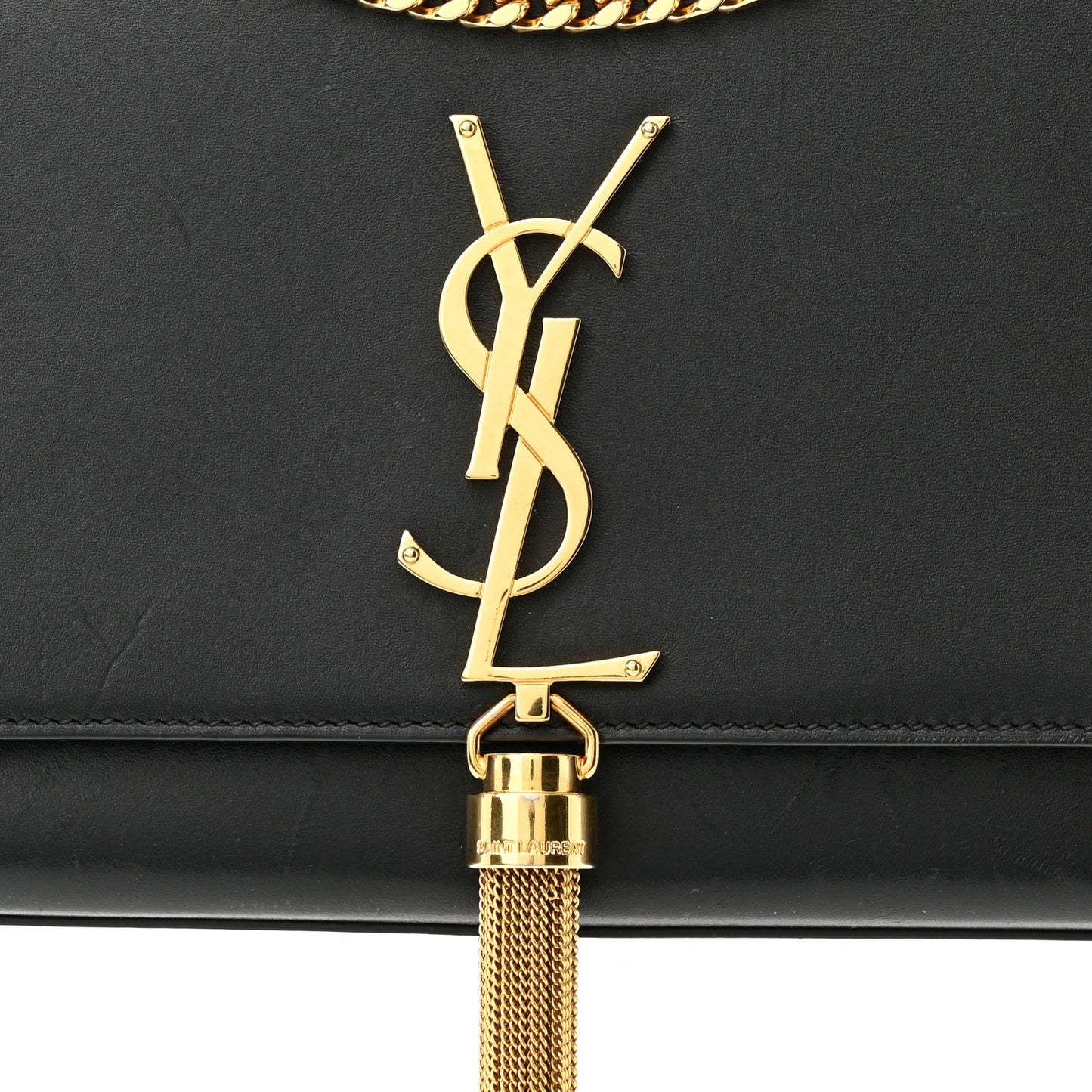 Smooth Calfskin Medium Classic Monogram Kate Tassel Satchel Black