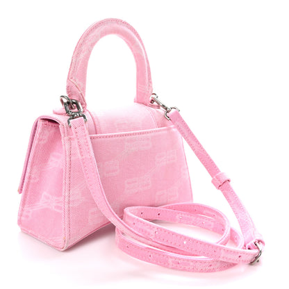 Balenciaga Washed Denim BB Monogram Hourglass Top Handle Bag XS Pink 2 of 12