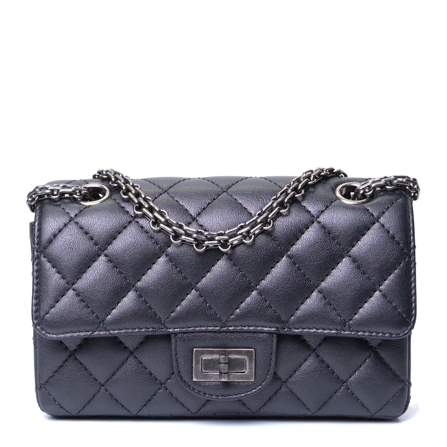 Chanel Metallic Sheepskin Quilted 2.55 Reissue Mini Flap Dark Silver 2 of 9
