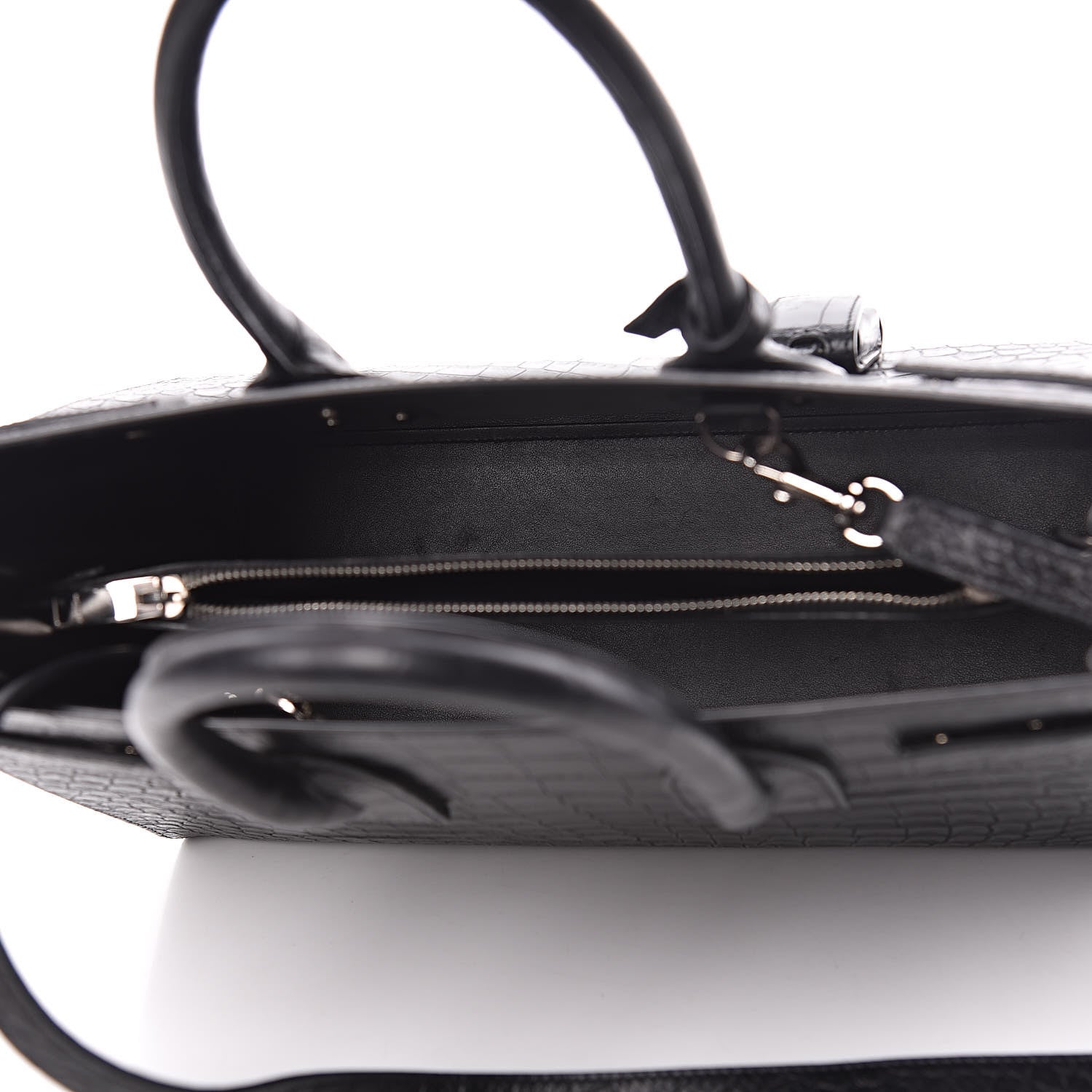 Saint Laurent Calfskin Crocodile Embossed Small Sac de Jour Black 5 of 12