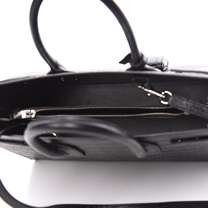 Saint Laurent Calfskin Crocodile Embossed Small Sac de Jour Black 5 of 12
