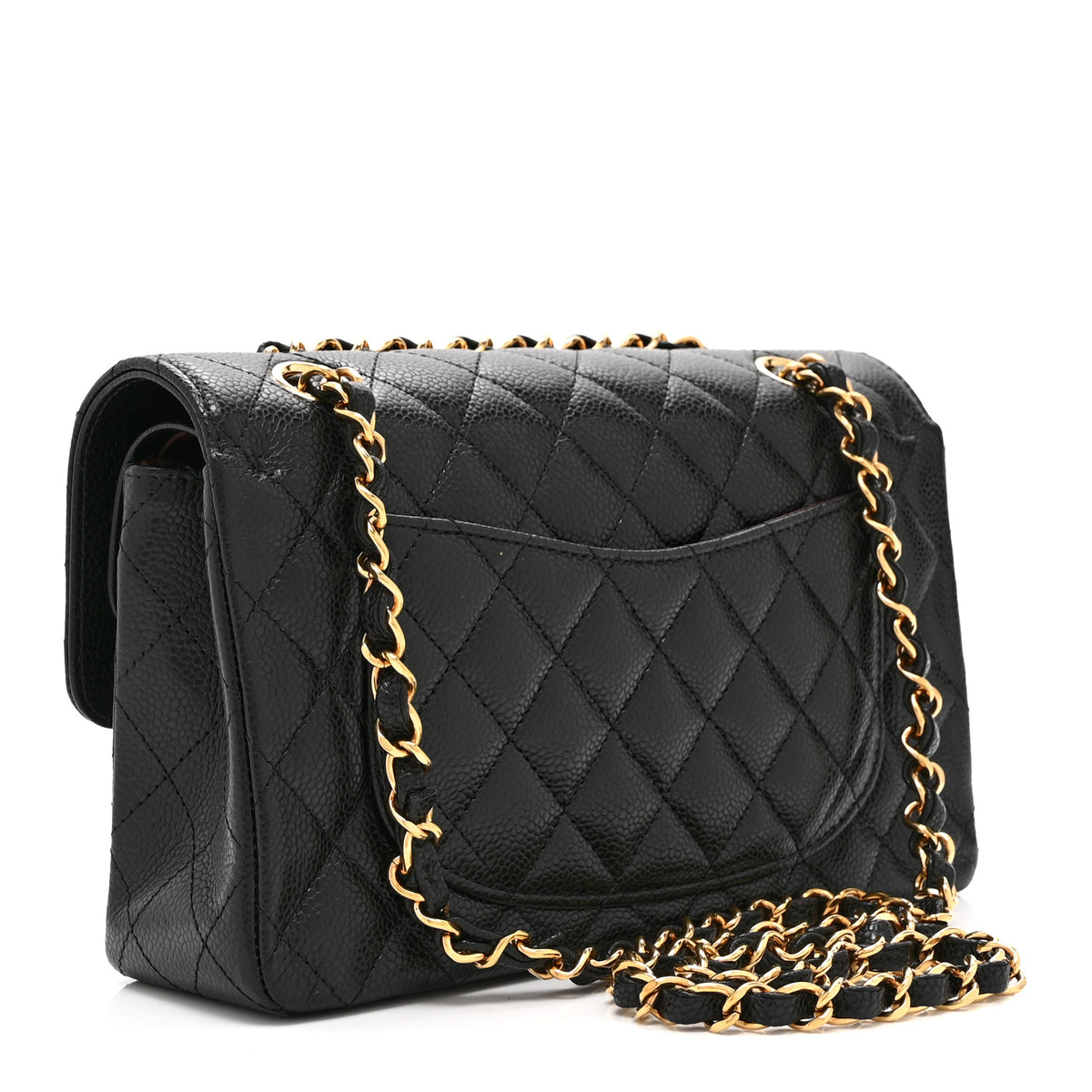 Caviar Quilted Small Double Flap Black