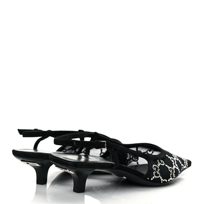 Gucci Tela Retino Kid Scamosciato Crystal GG Monogram Square G 35mm Slingback Pumps 37 Black 4 of 9