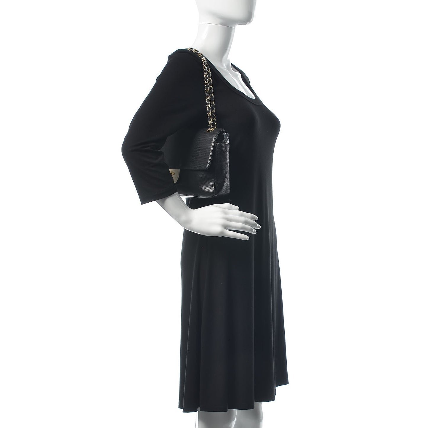 Lambskin Perforated Medium Single Flap Bag Black White