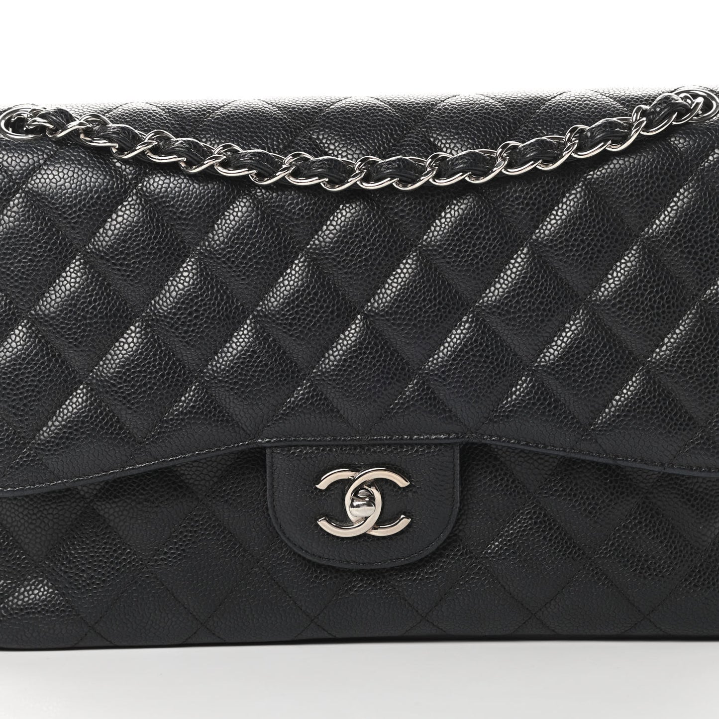 Caviar Quilted Jumbo Double Flap Black